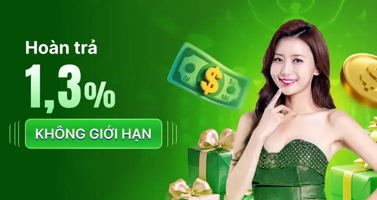 Nbet hoàn trả 1,3% không giới hạn